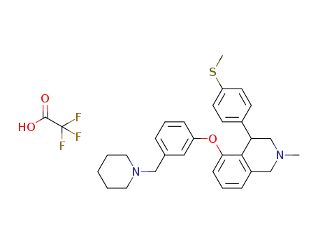 2-methyl-4-(4-(methylsulfanyl)phenyl)-5-(3-(piperidin-1-ylmethyl)phenoxy)-1,2,3,4-tetrahydroisoquinoline trifluoroacetic acid salt