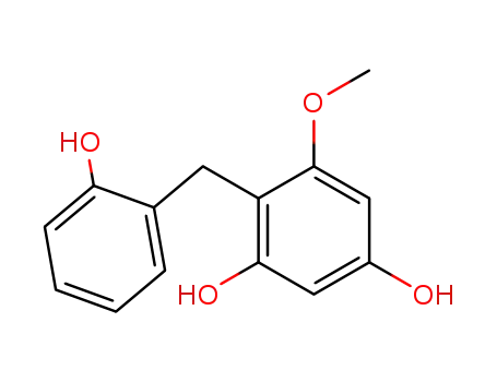 Molecular Structure of 61463-11-4 (1,3-Benzenediol, 4-[(2-hydroxyphenyl)methyl]-5-methoxy-)