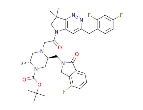 (2R,5S)-4-{2-[3-(2,4-difluoro-benzyl)-7,7-dimethyl-6,7-dihydro-pyrrolo[3,2-c]pyridazin-5-yl]-2-oxo-ethyl}-5-(4-fluoro-1-oxo-1,3-dihydro-isoindol-2-ylmethyl)-2-methyl-piperazine-1-carboxylic acid tert-butyl ester