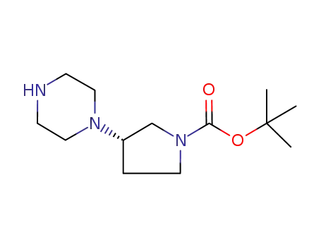 Molecular Structure of 1010446-31-7 ((S)-tert-butyl 3-(piperazin-1-yl) pyrrolidine-1-carboxylate)