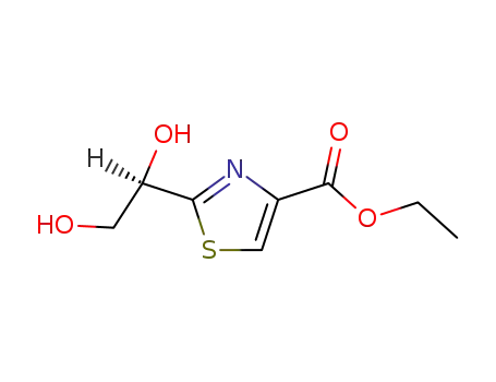 Molecular Structure of 172952-22-6 (4-Thiazolecarboxylicacid,2-(1,2-dihydroxyethyl)-,ethylester,(R)-(9CI))
