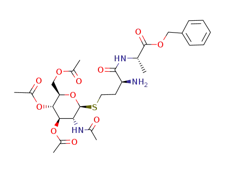 (S)-2-[(S)-2-Amino-4-((2S,3R,4R,5S,6R)-4,5-diacetoxy-6-acetoxymethyl-3-acetylamino-tetrahydro-pyran-2-ylsulfanyl)-butyrylamino]-propionic acid benzyl ester
