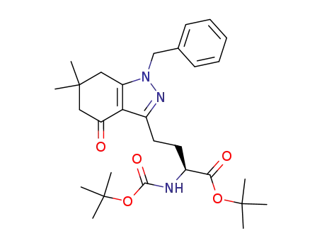 4-(1-benzyl-6,6-dimethyl-4-oxo-4,5,6,7-tetrahydro-1<i>H</i>-indazol-3-yl)-2-<i>tert</i>-butoxycarbonylamino-butyric acid <i>tert</i>-butyl ester