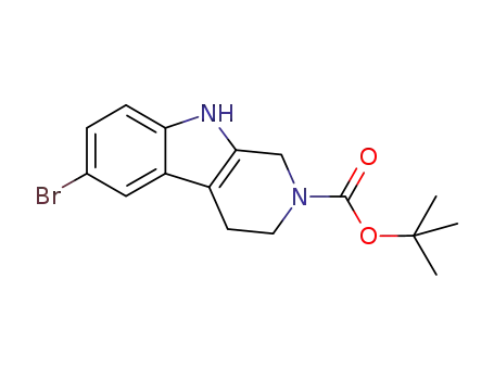 Molecular Structure of 1173155-59-3 (2H-Pyrido[3,4-b]indole-2-carboxylic acid, 6-bromo-1,3,4,9-tetrahydro-, 1,1-dimethylethyl ester)