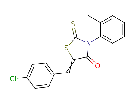 Molecular Structure of 307525-41-3 (4-Thiazolidinone,
5-[(4-chlorophenyl)methylene]-3-(2-methylphenyl)-2-thioxo-)