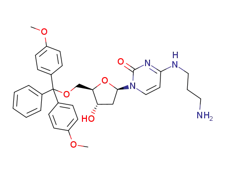 Molecular Structure of 807369-63-7 (Cytidine,
N-(3-aminopropyl)-5'-O-[bis(4-methoxyphenyl)phenylmethyl]-2'-deoxy-)