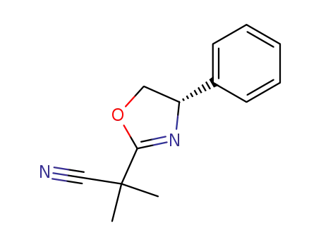 Molecular Structure of 869304-98-3 (2-methyl-2-[(4S)-4-phenyl-4,5-dihydro-1,3-oxazol-2-yl]propanenitrile)