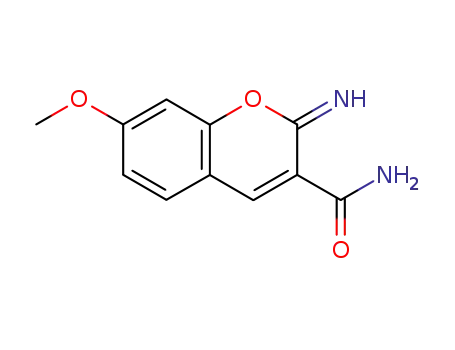 Molecular Structure of 71586-42-0 (2H-1-Benzopyran-3-carboxamide, 2-imino-7-methoxy-)