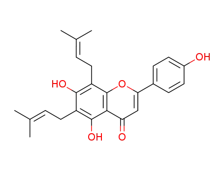 Molecular Structure of 70872-32-1 (4H-1-Benzopyran-4-one,
5,7-dihydroxy-2-(4-hydroxyphenyl)-6,8-bis(3-methyl-2-butenyl)-)