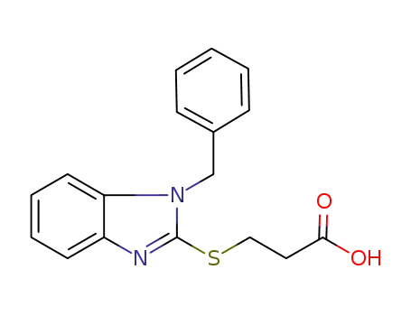 Molecular Structure of 303132-83-4 (3-[(1-BENZYL-1H-BENZIMIDAZOL-2-YL)THIO]PROPANOIC ACID)