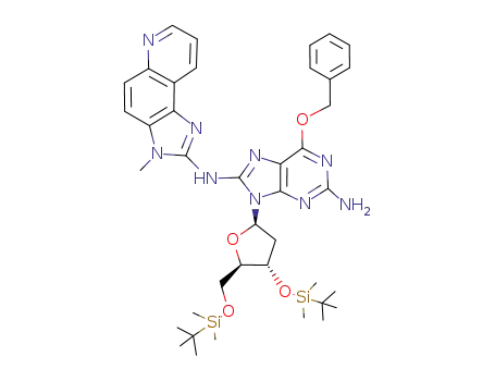 6-benzyloxy-9-[4-(<i>tert</i>-butyl-dimethyl-silanyloxy)-5-(<i>tert</i>-butyl-dimethyl-silanyloxymethyl)-tetrahydro-furan-2-yl]-<i>N</i><sup>8</sup>-(3-methyl-3<i>H</i>-imidazo[4,5-<i>f</i>]quinolin-2-yl)-9<i>H</i>-purine-2,8-diamine