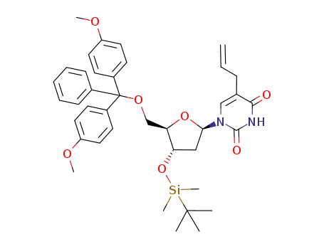 Molecular Structure of 809290-36-6 (5-allyl-3'-O-tert-butyldimethylsilyl-2'-deoxy-5'-O-(4,4'-dimethoxytrityl)uridine)