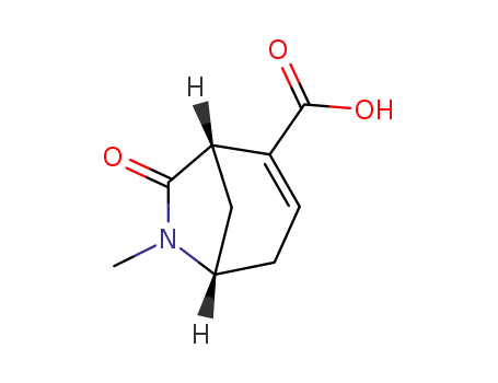 Molecular Structure of 111911-78-5 (6-Azabicyclo[3.2.1]oct-2-ene-2-carboxylic acid, 6-methyl-7-oxo-)