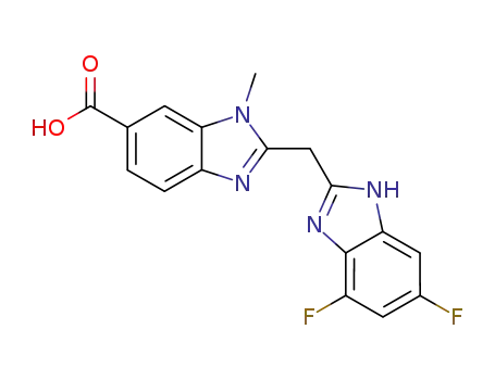 Molecular Structure of 263409-77-4 (1H-Benzimidazole-6-carboxylic acid,
2-[(4,6-difluoro-1H-benzimidazol-2-yl)methyl]-1-methyl-)