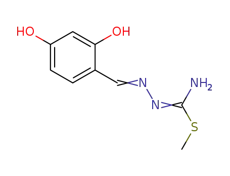Molecular Structure of 88649-05-2 (Hydrazinecarboximidothioic acid, [(2,4-dihydroxyphenyl)methylene]-,
methyl ester)