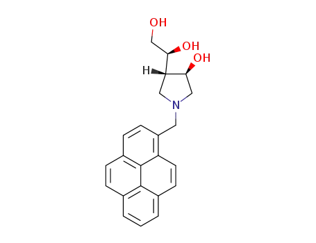 Molecular Structure of 537693-41-7 (N-(pyren-1-ylmethyl)-(3R,4S)-4-[(1S)-1,2-dihydroxyethyl]pyrrolidin-3-ol)