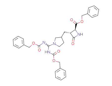 (2S,3R)-3-(1-{Benzyloxycarbonylamino-[(E)-benzyloxycarbonylimino]-methyl}-pyrrolidin-3-ylmethyl)-4-oxo-azetidine-2-carboxylic acid benzyl ester