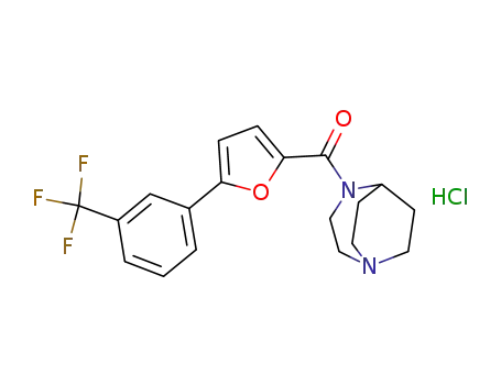 Molecular Structure of 753499-14-8 ((1,4-diazabicyclo[3.2.2]nonan-4-yl)(5-(3-(trifluoromethyl)phenyl)furan-2-yl)methanone hydrochloride salt)