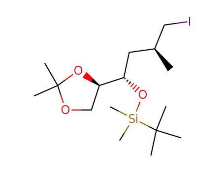 tert-butyl((1S,3S)-1-((R)-2,2-dimethyl-1,3-dioxolan-4-yl)-4-iodo-3-methylbutoxy)dimethylsilane