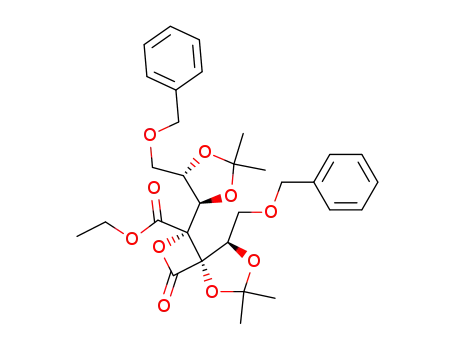 (1R,4S,8R)-8-Benzyloxymethyl-1-((4R,5S)-5-benzyloxymethyl-2,2-dimethyl-[1,3]dioxolan-4-yl)-6,6-dimethyl-3-oxo-2,5,7-trioxa-spiro[3.4]octane-1-carboxylic acid ethyl ester