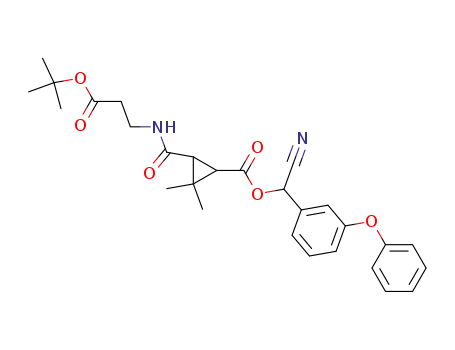 Molecular Structure of 200798-82-9 (3-(2-tert-Butoxycarbonyl-ethylcarbamoyl)-2,2-dimethyl-cyclopropanecarboxylic acid cyano-(3-phenoxy-phenyl)-methyl ester)