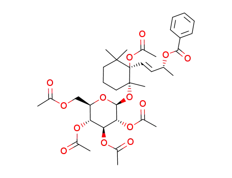 Benzoic acid (E)-(R)-3-[(1R,6R)-1-acetoxy-2,2,6-trimethyl-6-((2S,3R,4S,5R,6R)-3,4,5-triacetoxy-6-acetoxymethyl-tetrahydro-pyran-2-yloxy)-cyclohexyl]-1-methyl-allyl ester