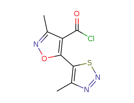 Molecular Structure of 423768-48-3 (3-METHYL-5-(4-METHYL-1,2,3-THIADIAZOL-5-YL)-4-ISOXAZOLECARBONYL CHLORIDE)