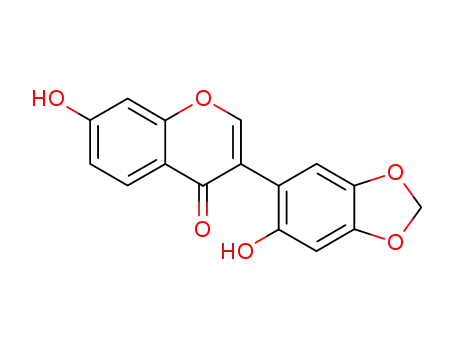Molecular Structure of 21495-84-1 (4H-1-Benzopyran-4-one, 7-hydroxy-3-(6-hydroxy-1,3-benzodioxol-5-yl)-)