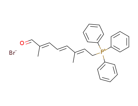 Molecular Structure of 74915-49-4 (((2<i>E</i>,4<i>E</i>,6<i>E</i>)-3,7-dimethyl-8-oxo-octa-2,4,6-trienyl)-triphenyl-phosphonium; bromide)