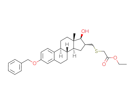 ((8R,9S,13S,14S,17S)-3-Benzyloxy-17-hydroxy-13-methyl-7,8,9,11,12,13,14,15,16,17-decahydro-6H-cyclopenta[a]phenanthren-16-ylmethylsulfanyl)-acetic acid ethyl ester