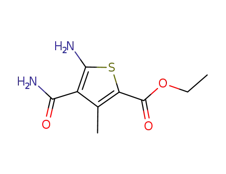 Molecular Structure of 438531-05-6 (ETHYL 5-AMINO-4-(AMINOCARBONYL)-3-METHYL-2-THIOPHENECARBOXYLATE)