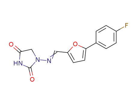 Molecular Structure of 16118-18-6 (1-[[[5-(4-Fluorophenyl)furan-2-yl]methylene]amino]-2,4-imidazolidinedione)