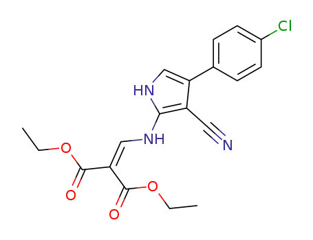Molecular Structure of 127720-43-8 (2-{[4-(4-Chloro-phenyl)-3-cyano-1H-pyrrol-2-ylamino]-methylene}-malonic acid diethyl ester)