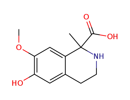 Molecular Structure of 88598-26-9 (1-Methyl-6-hydroxy-7-methoxy-1,2,3,4-tetrahydro-1-isoquinolinecarboxyl ic acid)
