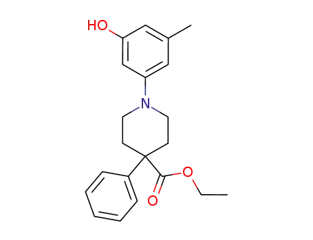 Molecular Structure of 79512-43-9 (1-Hydroxy-5-methyl-3-(4-ethoxycarbonyl-4-phenylpiperidino)-benzol)