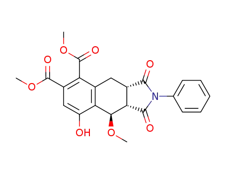Molecular Structure of 90330-62-4 ((3aS,9R,9aS)-8-Hydroxy-9-methoxy-1,3-dioxo-2-phenyl-2,3,3a,4,9,9a-hexahydro-1H-benzo[f]isoindole-5,6-dicarboxylic acid dimethyl ester)