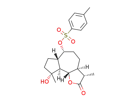 Molecular Structure of 122052-27-1 (Toluene-4-sulfonic acid (3S,3aS,6R,6aS,9R,9aS,9bS)-9-hydroxy-3,9-dimethyl-2-oxo-dodecahydro-azuleno[4,5-b]furan-6-yl ester)