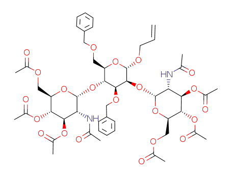Allyl-O-(3,4,6-tri-O-acetyl-2-acetamido-2-desoxy-β-D-glucopyranosyl)-(1->2)-O-<(3,4,6-tri-O-acetyl-2-acetamido-2-desoxy-β-D-glucopyranosyl)-(1->4)>-3,6-di-O-benzyl-α-D-mannopyranosid