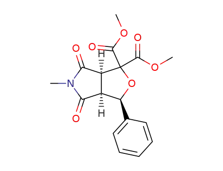 Molecular Structure of 82545-23-1 (dimethyl (3R,3aS,6aR)-5-methyl-4,6-dioxo-3-phenylhexahydro-1H-furo[3,4-c]pyrrole-1,1-dicarboxylate)
