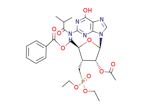 9-(2-O-acetyl-5-O-benzoyl-3-deoxy-3-diethoxyphosphorylmethyl-β-D-ribofuranosyl)-6-hydroxy-2-isobutyramidopurin