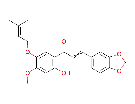 Molecular Structure of 142608-88-6 (2'-Hydroxy-4'-methoxy-5'-O-γ,γ-dimethylallyl-3,4-methylenedioxychalcone)