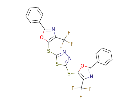 Molecular Structure of 116672-24-3 (2,5-Bis<2-phenyl-4-(trifluormethyl)-5-oxazolylthio>-1,3,4-thiadiazol)
