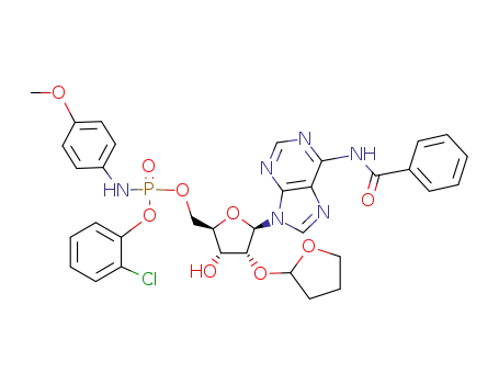 (4-Methoxy-phenyl)-phosphoramidic acid (2R,3R,4R,5R)-5-(6-benzoylamino-purin-9-yl)-3-hydroxy-4-(tetrahydro-furan-2-yloxy)-tetrahydro-furan-2-ylmethyl ester 2-chloro-phenyl ester