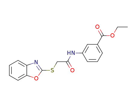3-(2-benzooxazol-2-ylsulfanyl-acetylamino)-benzoic acid ethyl ester