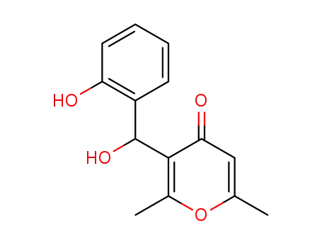 Molecular Structure of 100886-68-8 (3-(2,α-dihydroxy-benzyl)-2,6-dimethyl-pyran-4-one)