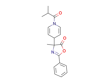 Molecular Structure of 35574-02-8 (1-isobutyryl-4-(4-methyl-5-oxo-2-phenyl-4,5-dihydro-oxazol-4-yl)-1,4-dihydro-pyridine)