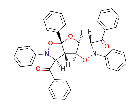 Molecular Structure of 77541-45-8 (((3R,3aS,4aR,7S,7aS,7bS)-3-Benzoyl-2,4a,6-triphenyl-octahydro-furo[2,3-d;4,5-d']diisoxazol-7-yl)-phenyl-methanone)