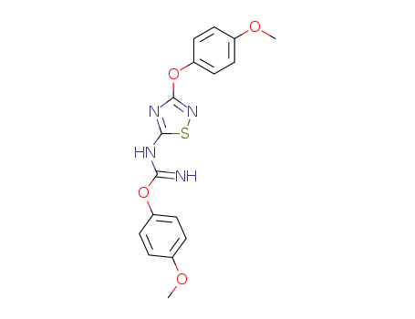 Molecular Structure of 94295-55-3 (Carbamimidic acid, [3-(4-methoxyphenoxy)-1,2,4-thiadiazol-5-yl]-,
4-methoxyphenyl ester)