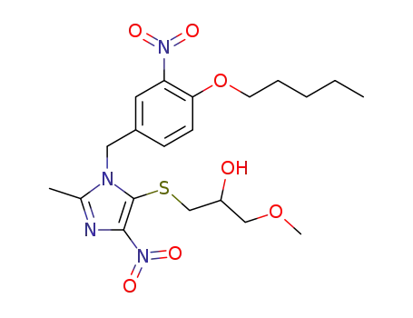 Molecular Structure of 115906-44-0 (1-methoxy-3-({2-methyl-4-nitro-1-[3-nitro-4-(pentyloxy)benzyl]-1H-imidazol-5-yl}sulfanyl)propan-2-ol)
