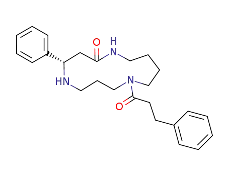 Molecular Structure of 52249-08-8 (1,5,9-Triazacyclotridecan-2-one, 9-(1-oxo-3-phenylpropyl)-4-phenyl-,
(S)-)